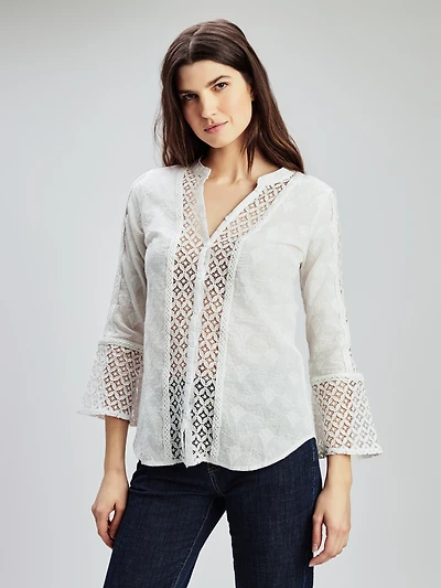 Blouse à manches 3/4 avec boutons