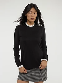 Long-sleeve semi-fitted t-shirt