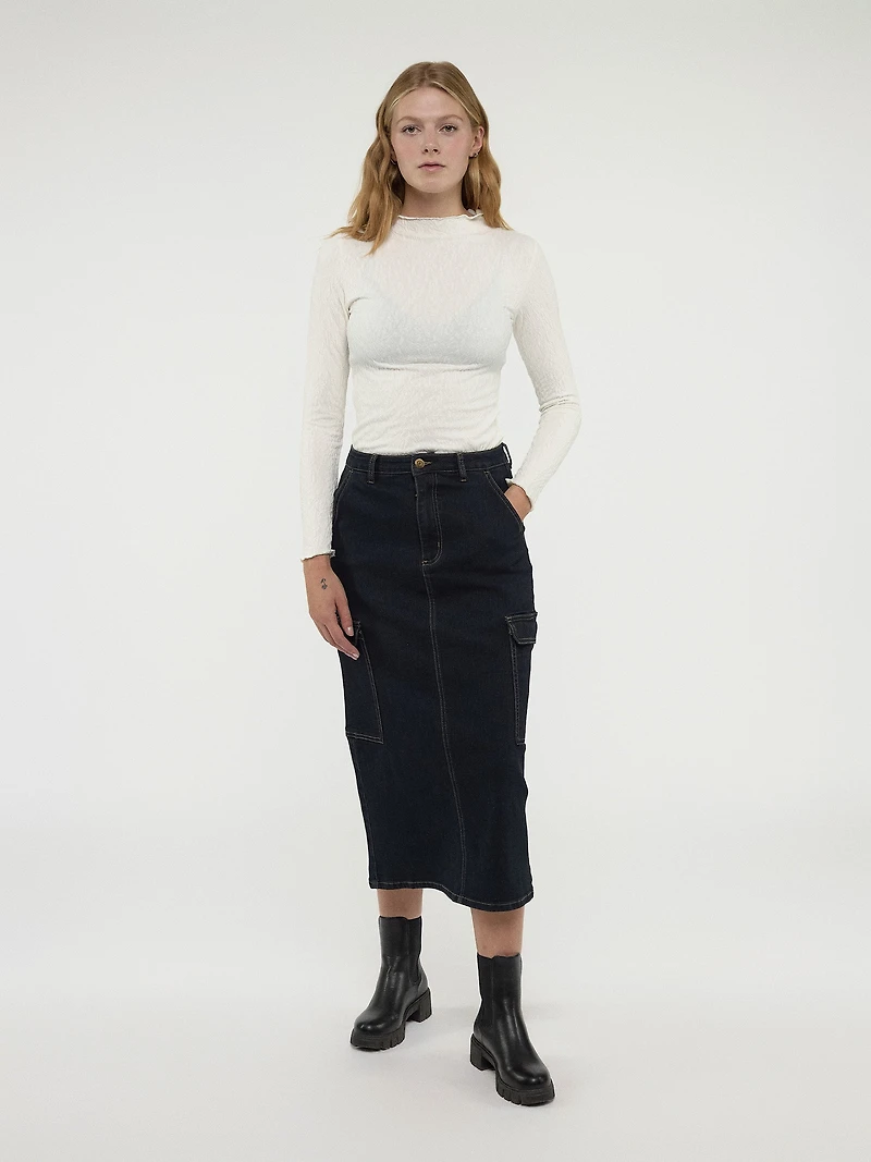 Jupe longue droite en denim
