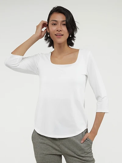 3/4-sleeve semi-fitted t-shirt