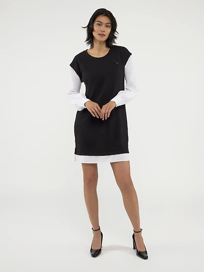 Robe bicolore à col rond