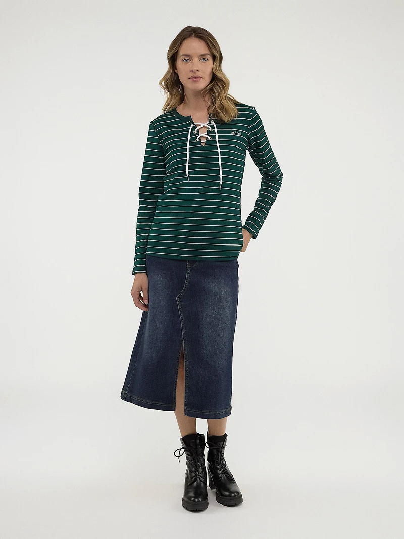Long-sleeve semi-fitted t-shirt
