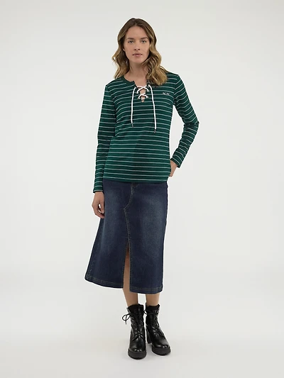 Long-sleeve semi-fitted t-shirt