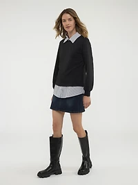 Long-sleeve semi-fitted t-shirt