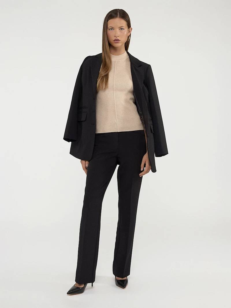 3/4-sleeve fitted pullover sweater