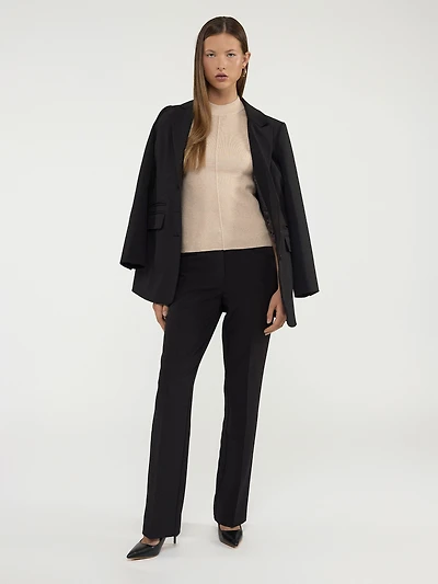 3/4-sleeve fitted pullover sweater