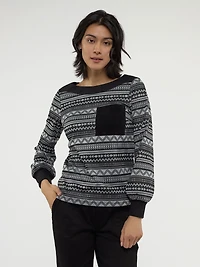 Long-sleeve semi-fitted t-shirt