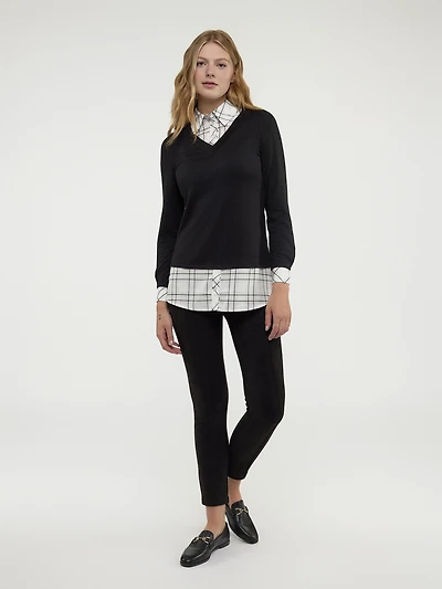 Long-sleeve semi-fitted t-shirt