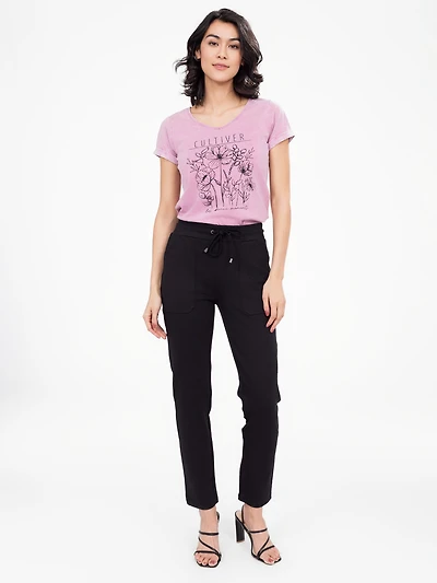 High waisted pull-on pant