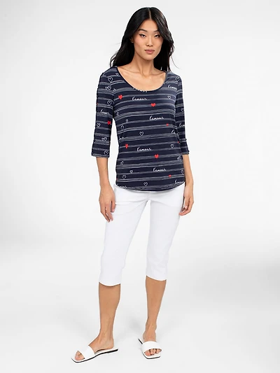 3/4-sleeve semi-fitted t-shirt