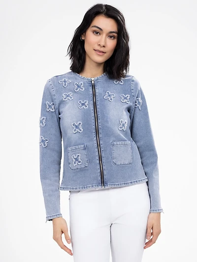 Long-sleeve semi-fitted denim jacket