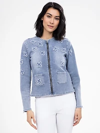 Long-sleeve semi-fitted denim jacket