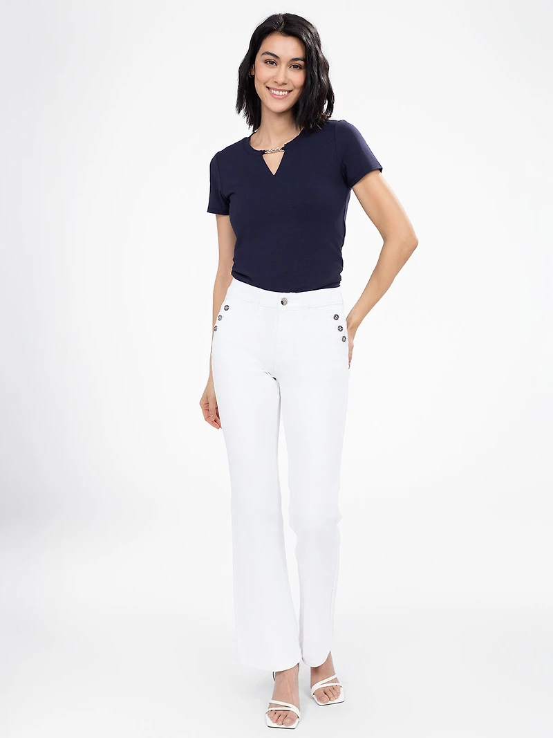 High waist fitted bootcut jean