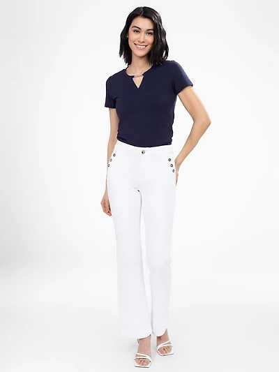 High waist fitted bootcut jean