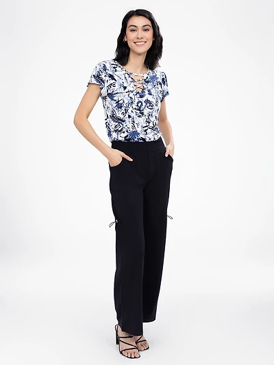 Pantalon large décontracté à enfiler