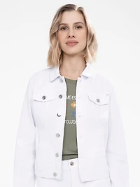 Long-sleeve semi-fitted denim jacket