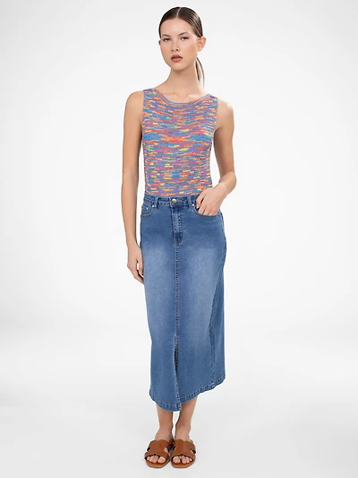 Jupe longue droite en denim
