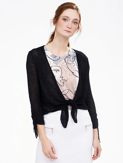 Cardigan ouvert à manches 3/4