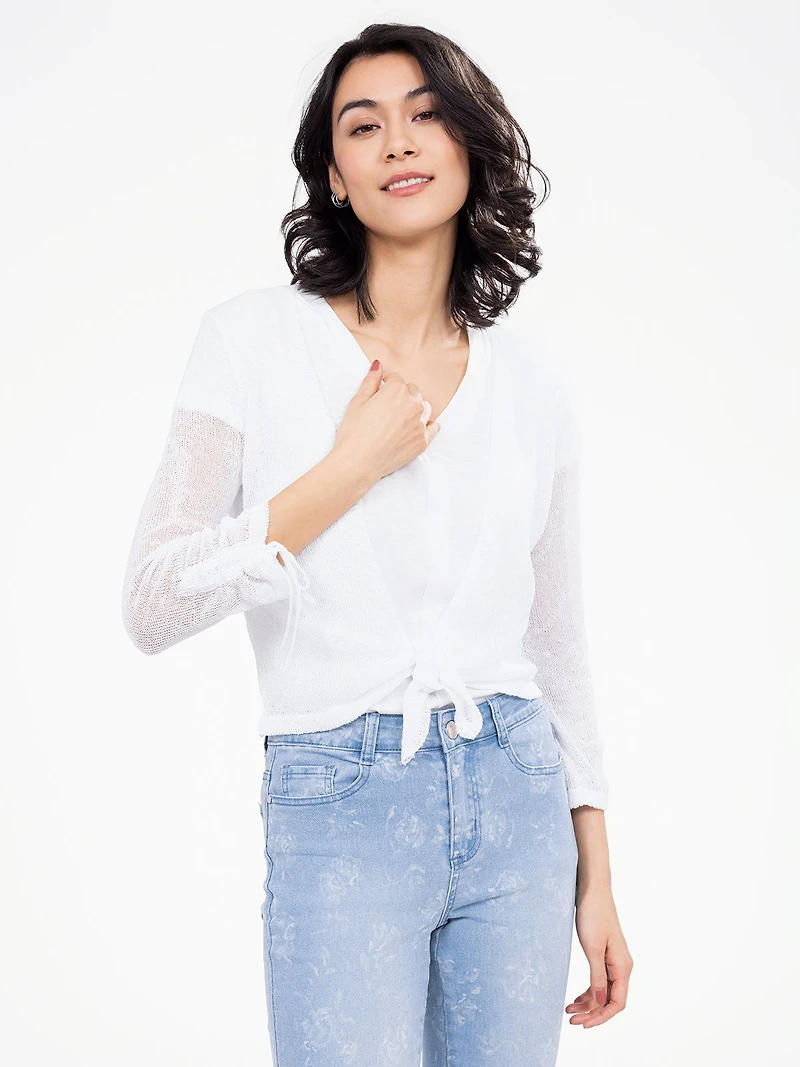 3/4-sleeve open cardigan