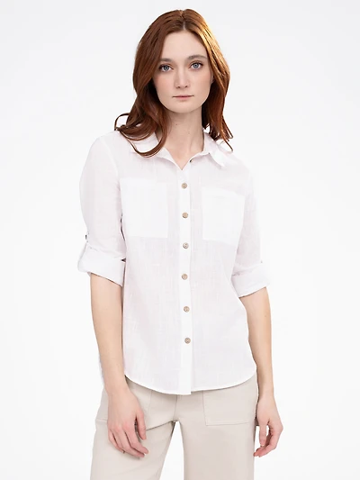 Blouse ample à manches longues avec boutons