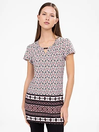 Short-sleeve semi-fitted tunic
