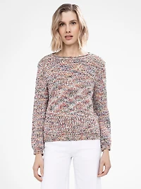 Long-sleeve semi-fitted pullover sweater