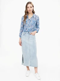 Jupe longue droite en denim