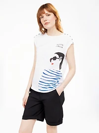 Short-sleeve semi-fitted t-shirt