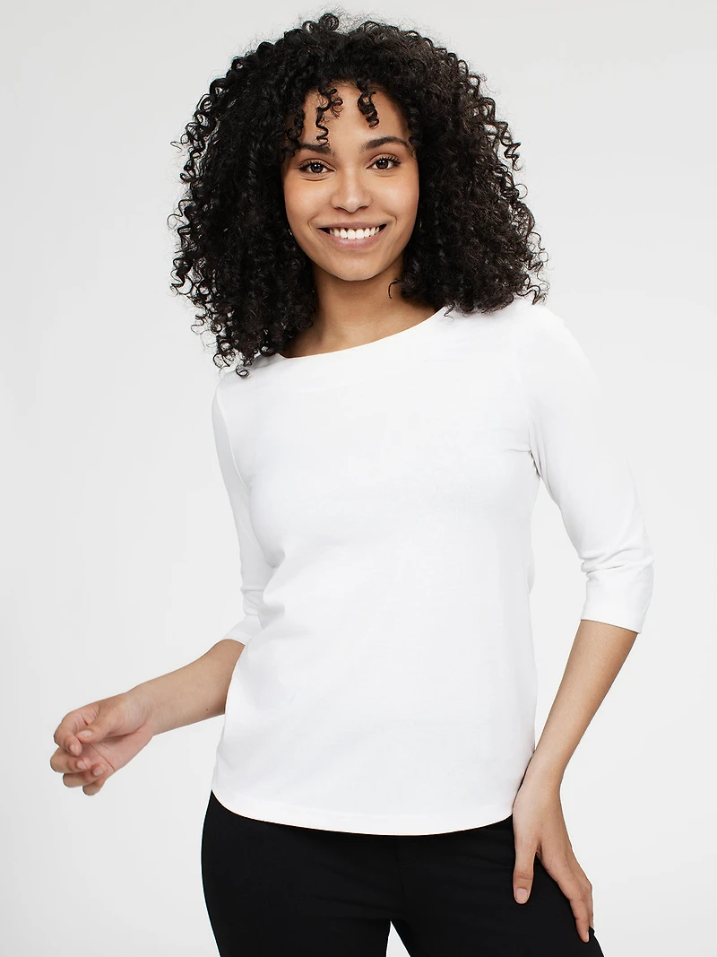 T-shirt semi-ajusté à manches 3/4