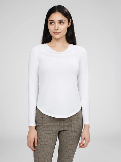 Long-sleeve semi-fitted t-shirt