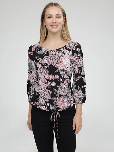 3/4-sleeve semi-fitted t-shirt