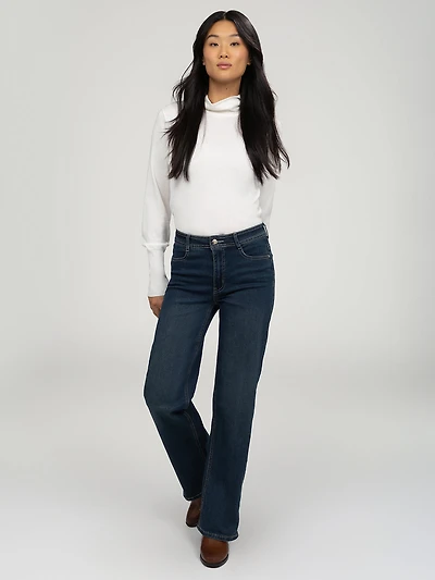 Wide-leg semi-fitted jean