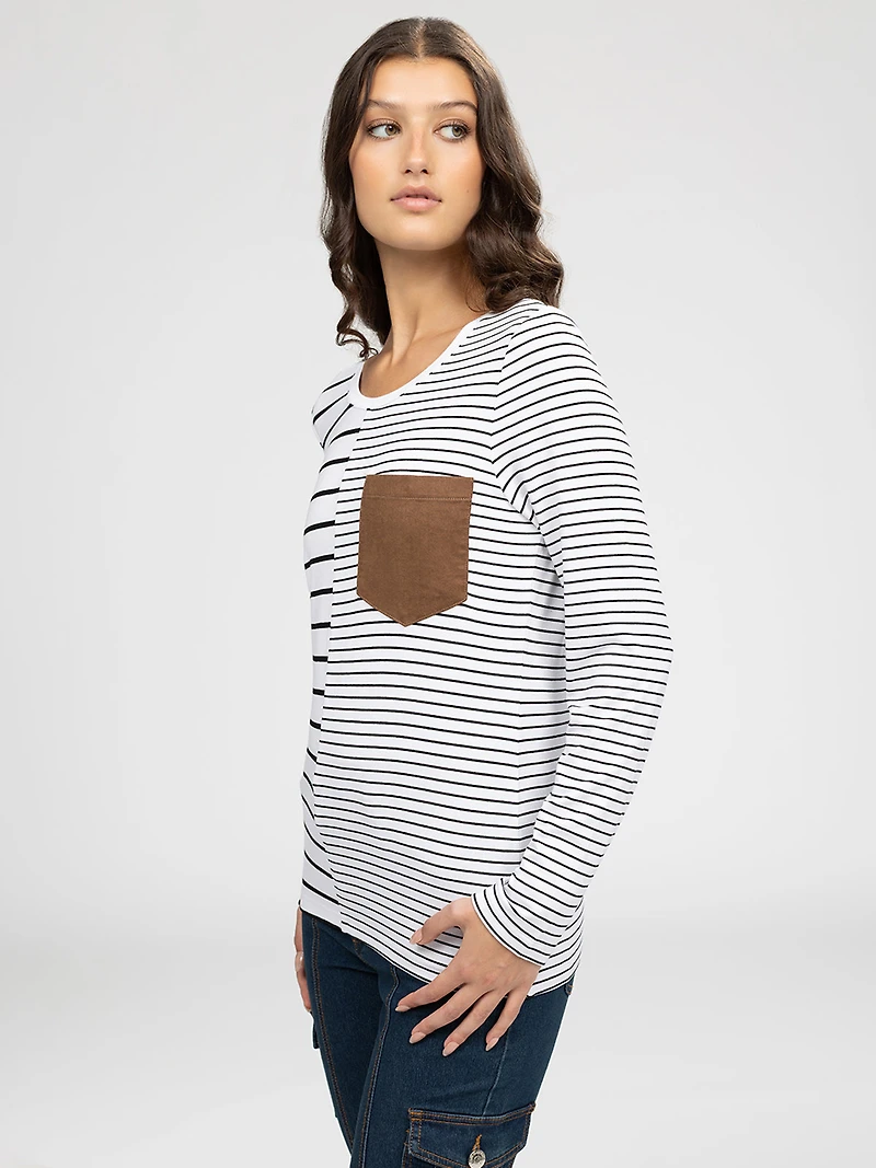 Long-sleeve semi-fitted t-shirt
