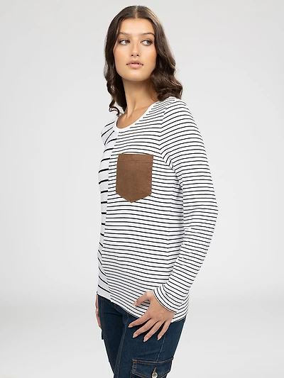 Long-sleeve semi-fitted t-shirt