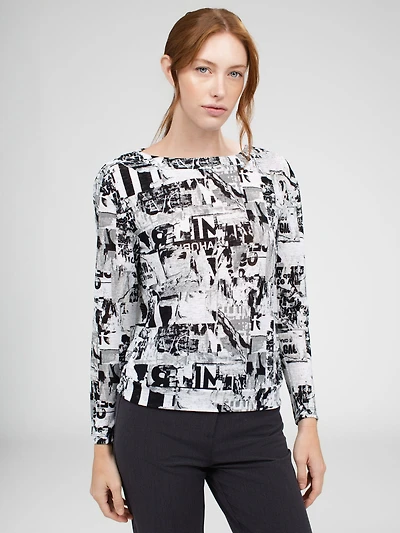 Long-sleeve semi-fitted t-shirt