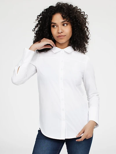 Long-sleeve semi-fitted blouse with buttons