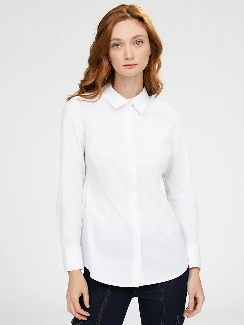 Blouse semi-ajustée à manches longues avec boutons