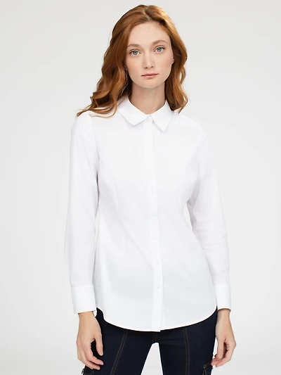 Blouse semi-ajustée à manches longues avec boutons