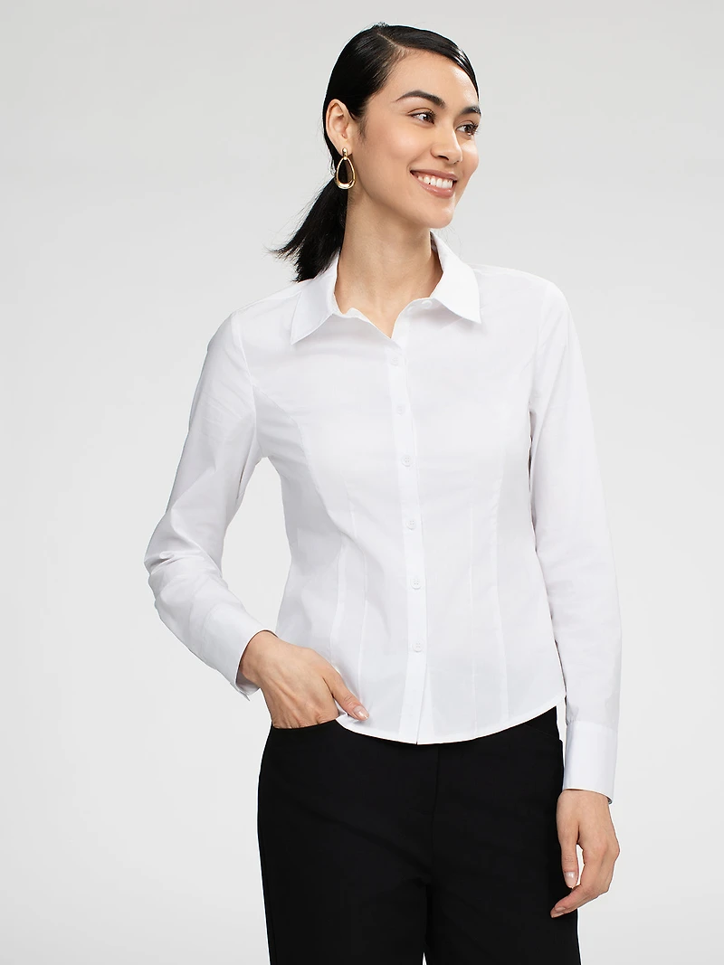 Blouse ajustée à manches longues avec boutons