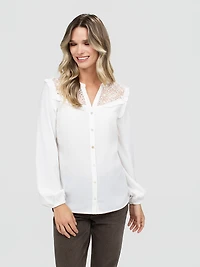 Long-sleeve blouse with buttons