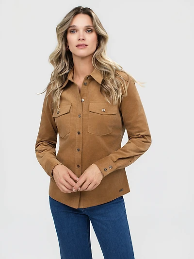 Long-sleeve blouse with buttons