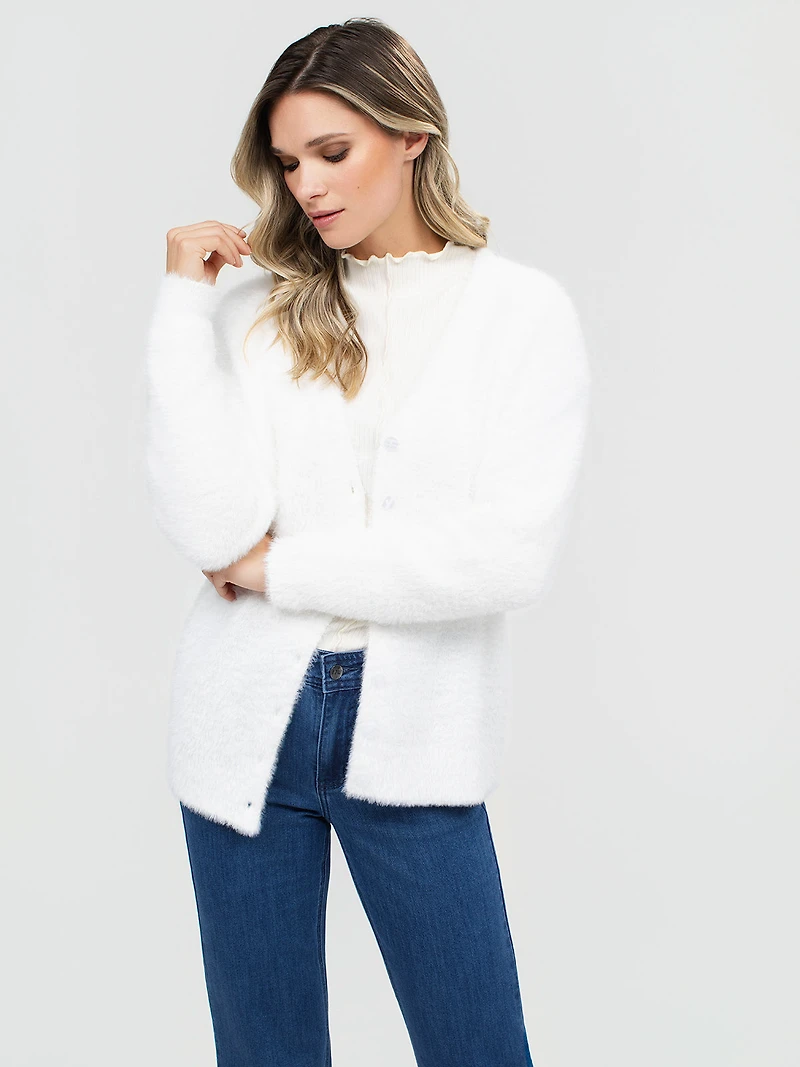 Long-sleeve knit cardigan