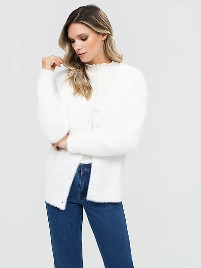 Long-sleeve knit cardigan