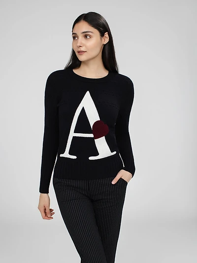 Long-sleeve fitted pullover sweater