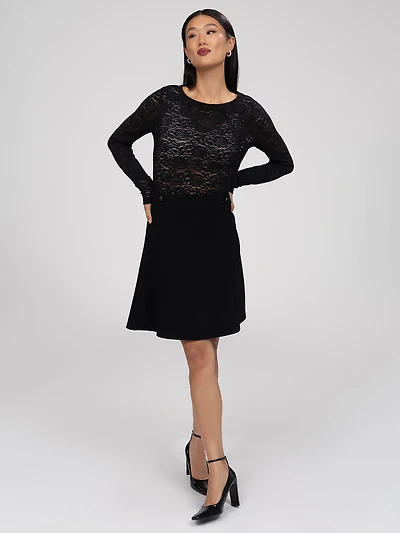 Knit flared midi skirt