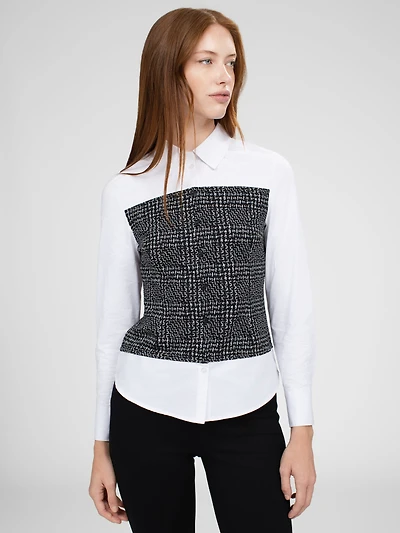 Long-sleeve fitted blouse with buttons
