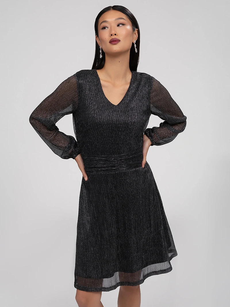 Flared midi knit dress