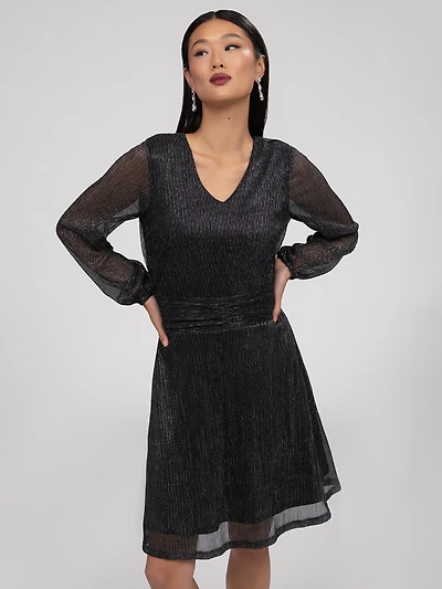 Flared midi knit dress