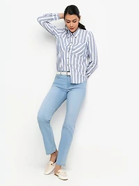 Long-sleeve blouse with buttons