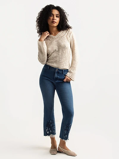 Semi-flared denim pants